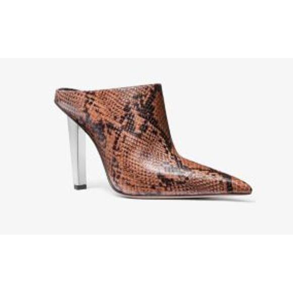 Shoes - Michael Kors Halle Snake Embossed Leather Mule Pump 6